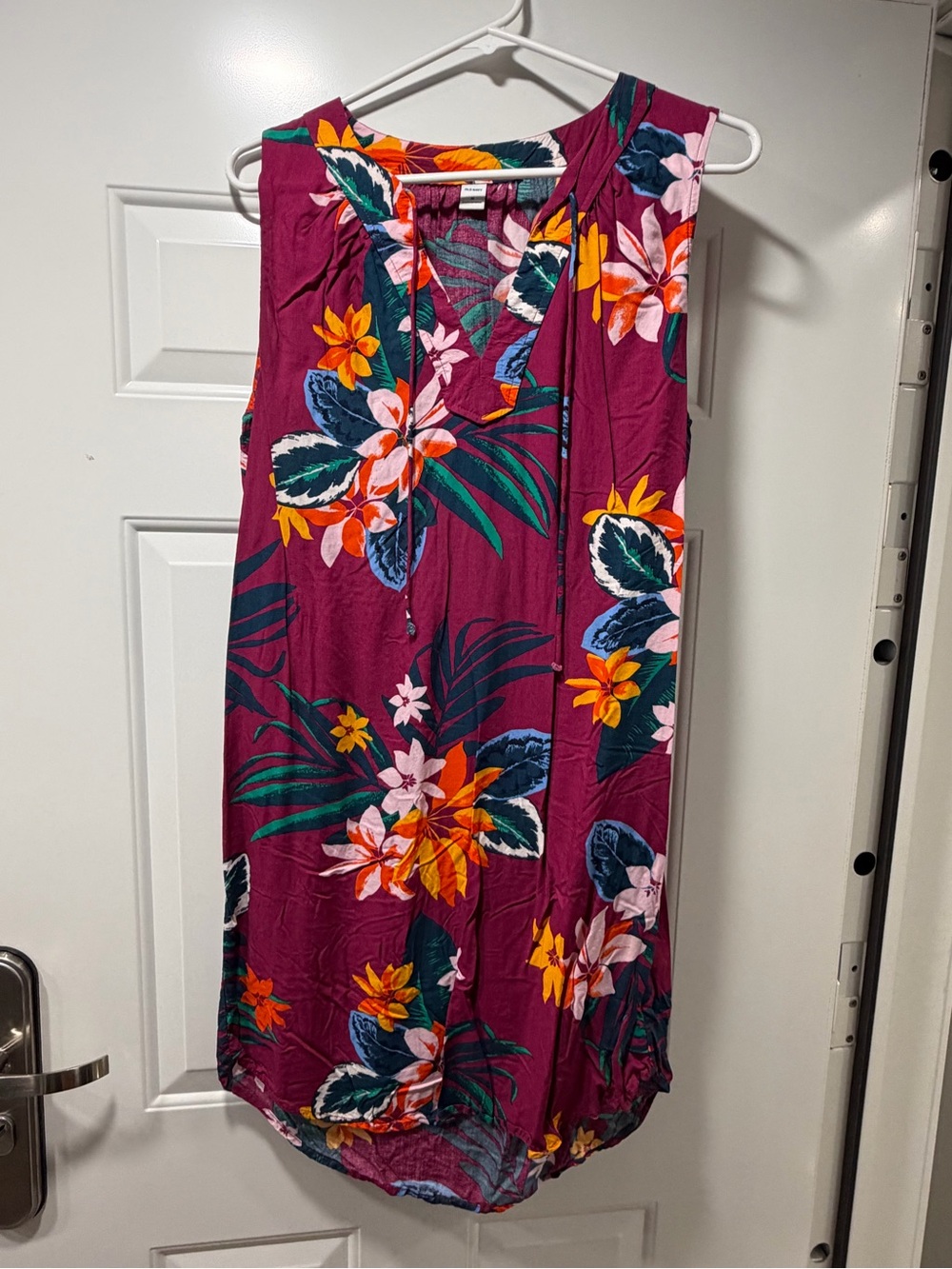 Old Navy Plum Tropical Dress with Floral Print